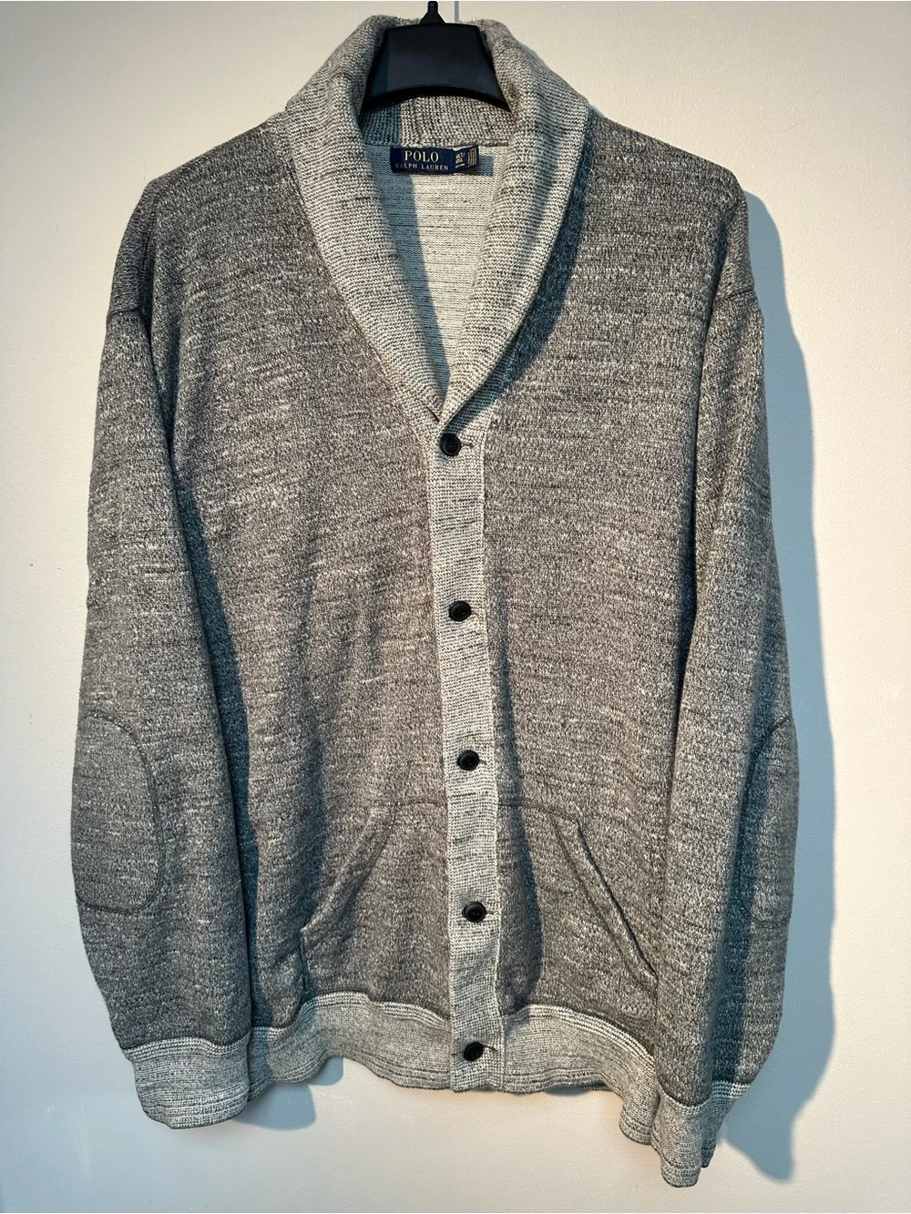 Polo by Ralph Lauren Two-Tone Gray Shawl Collar Cardigan